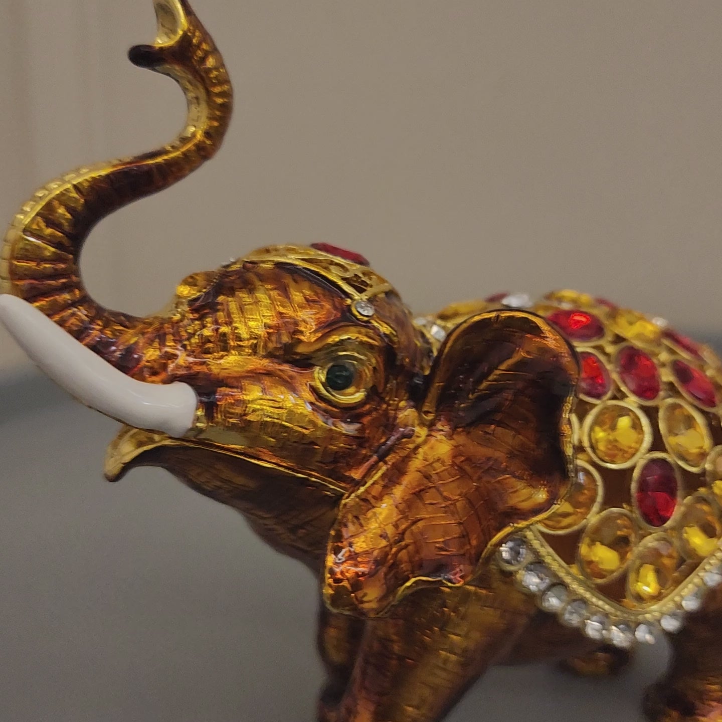 Bejeweled Elephant Trinket Box Set 5.5 Inch, Enamel Crystal