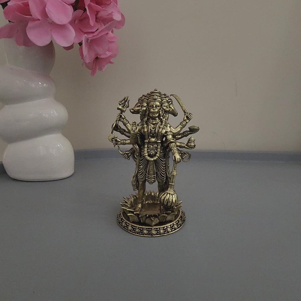 Premium Brass 5 inch Panchmukhi Hanumanji  Standing (400 Grams)