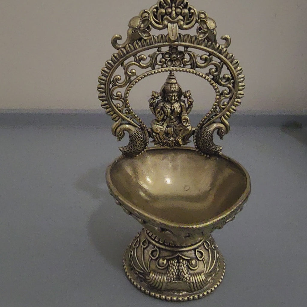 14 cm Premium brass Laxmi diya (215gram)