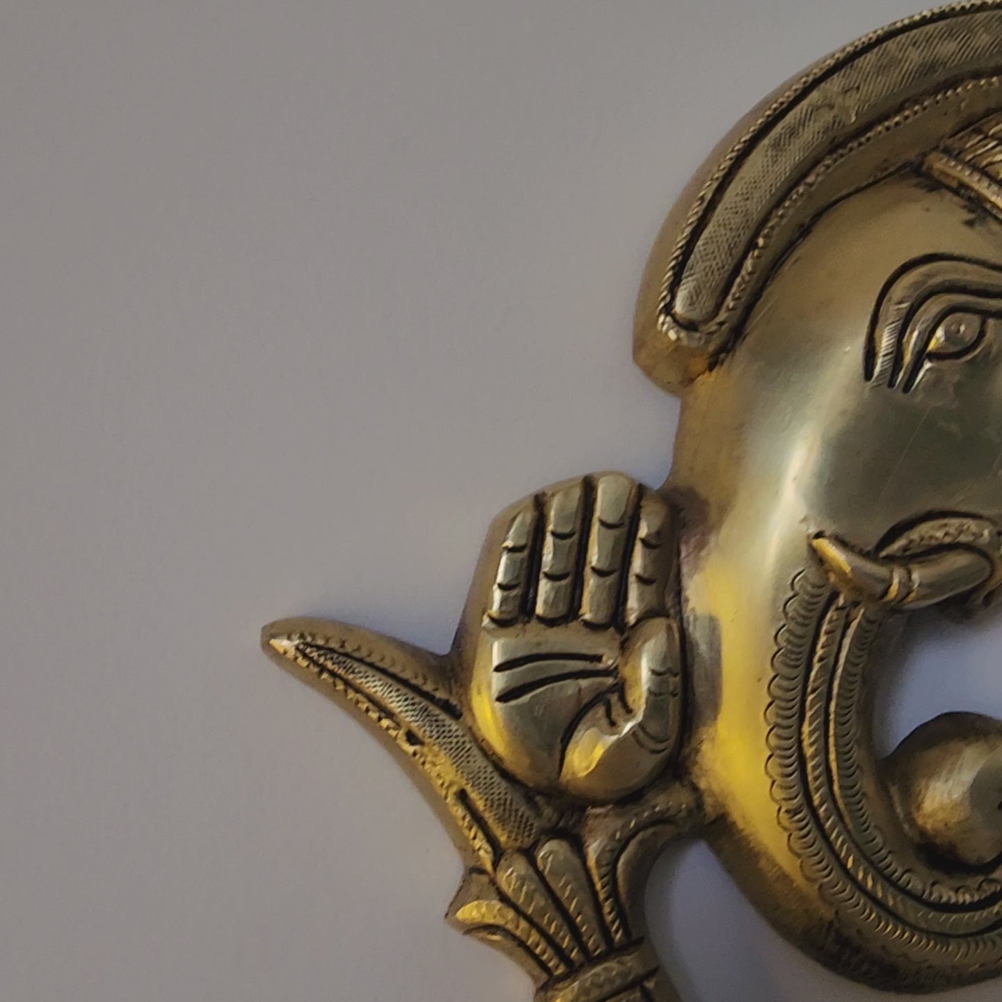 8.5 inch Brass Ganesh Wall Hanging with om: Auspicious Home Decor