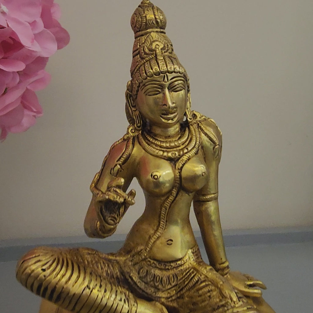 Goddess Parvati Brass Statue 10.5 Inch