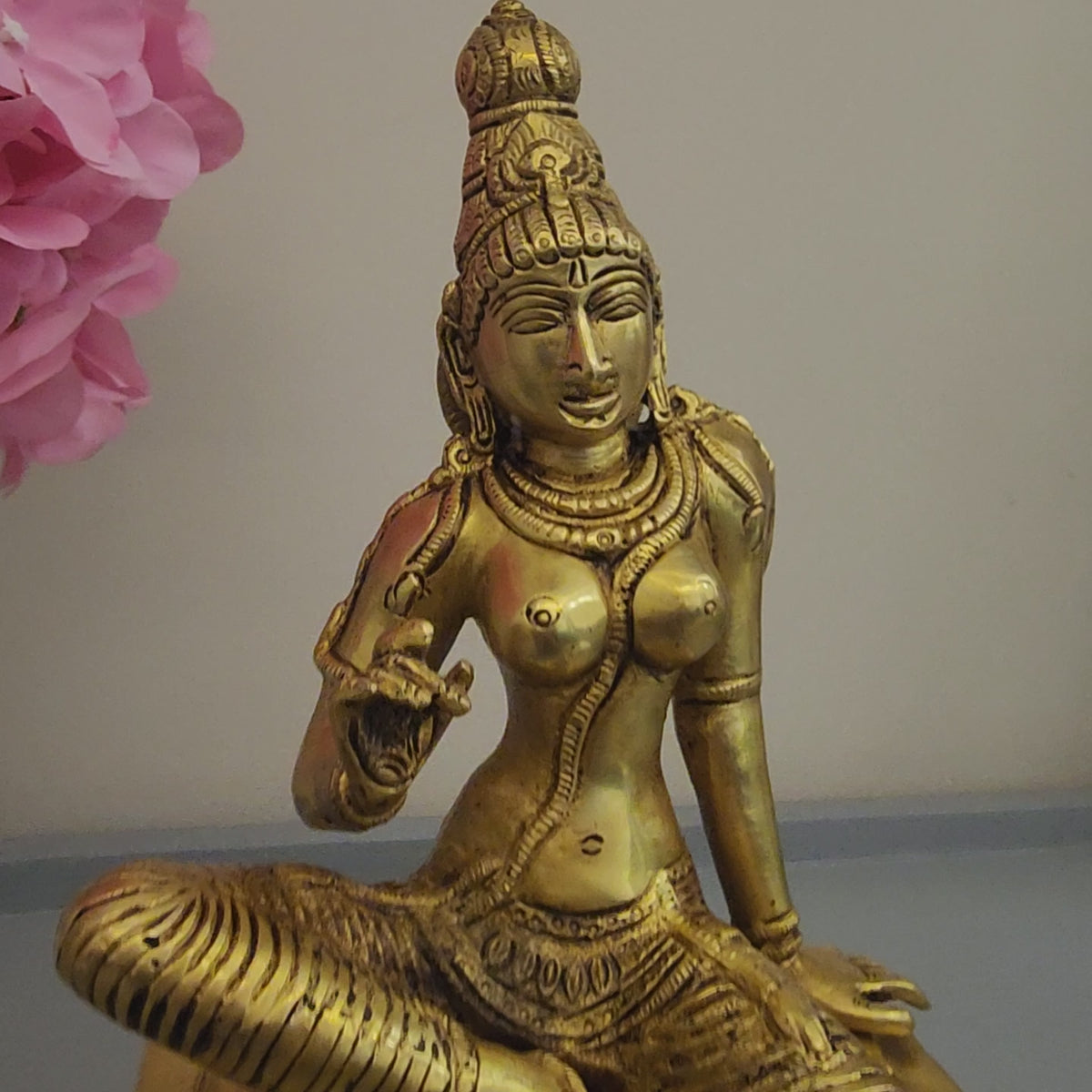 Goddess Parvati Brass Statue 10.5 Inch