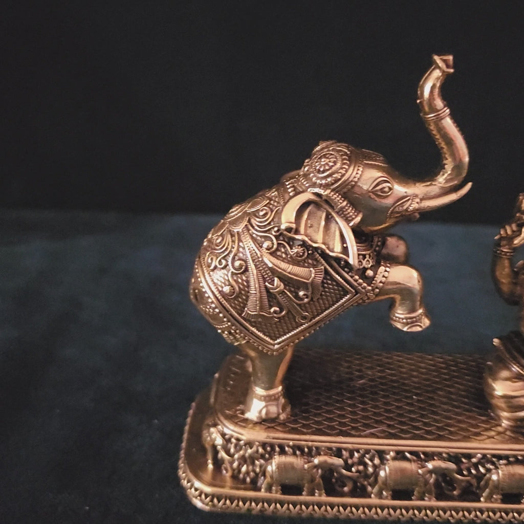Brass Gajj Lakshmi Statue Hindu Goddess of Wealth 4.5 inch