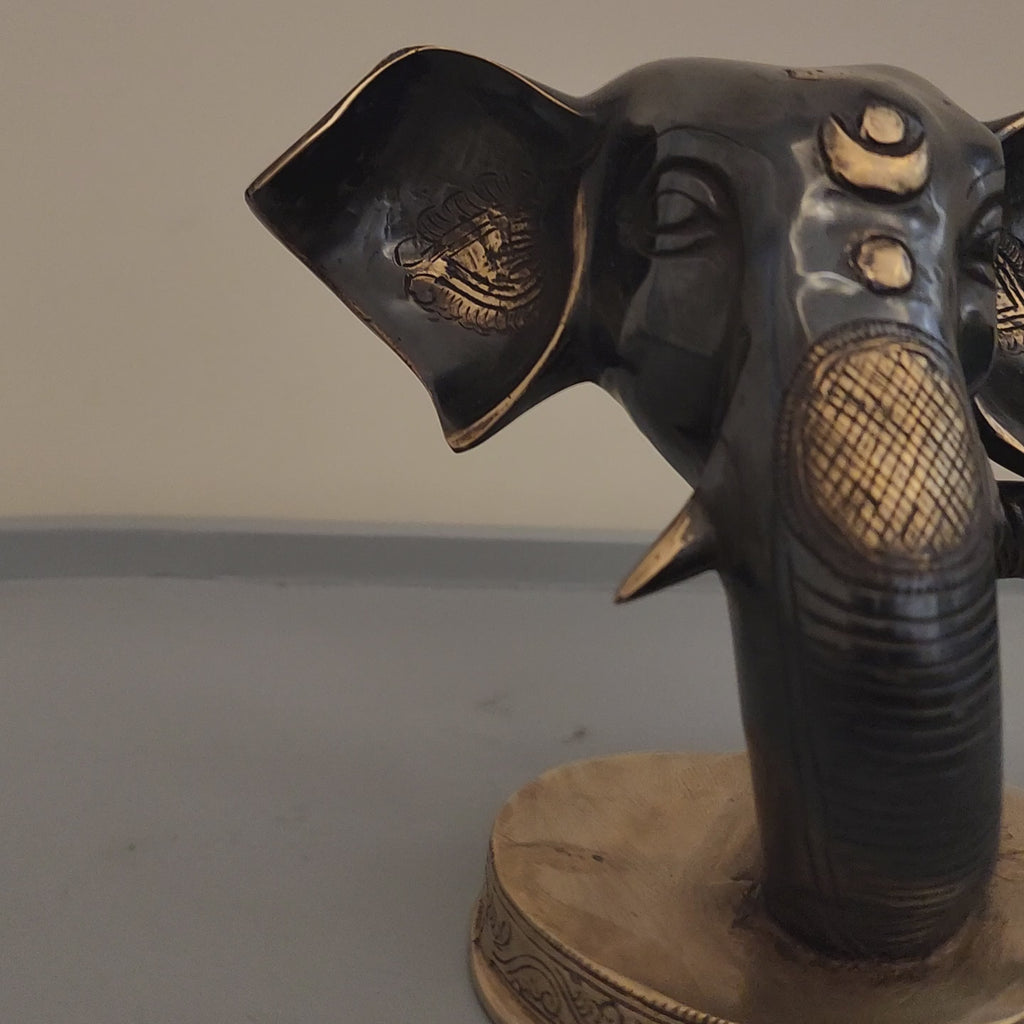 Abstract Ganesha Statue: Modern Brass Good Luck God Idol, 6 inch