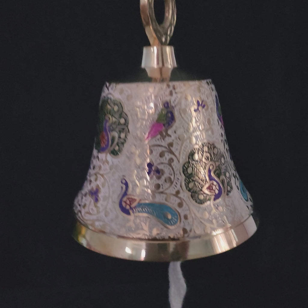 5 inch Brass white Meenakari Hanging bell