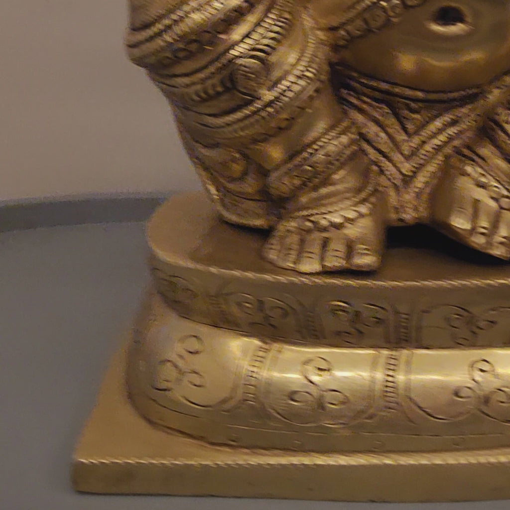 Large Brass Ganesha Statue: 16" Hindu God Idol for Altar