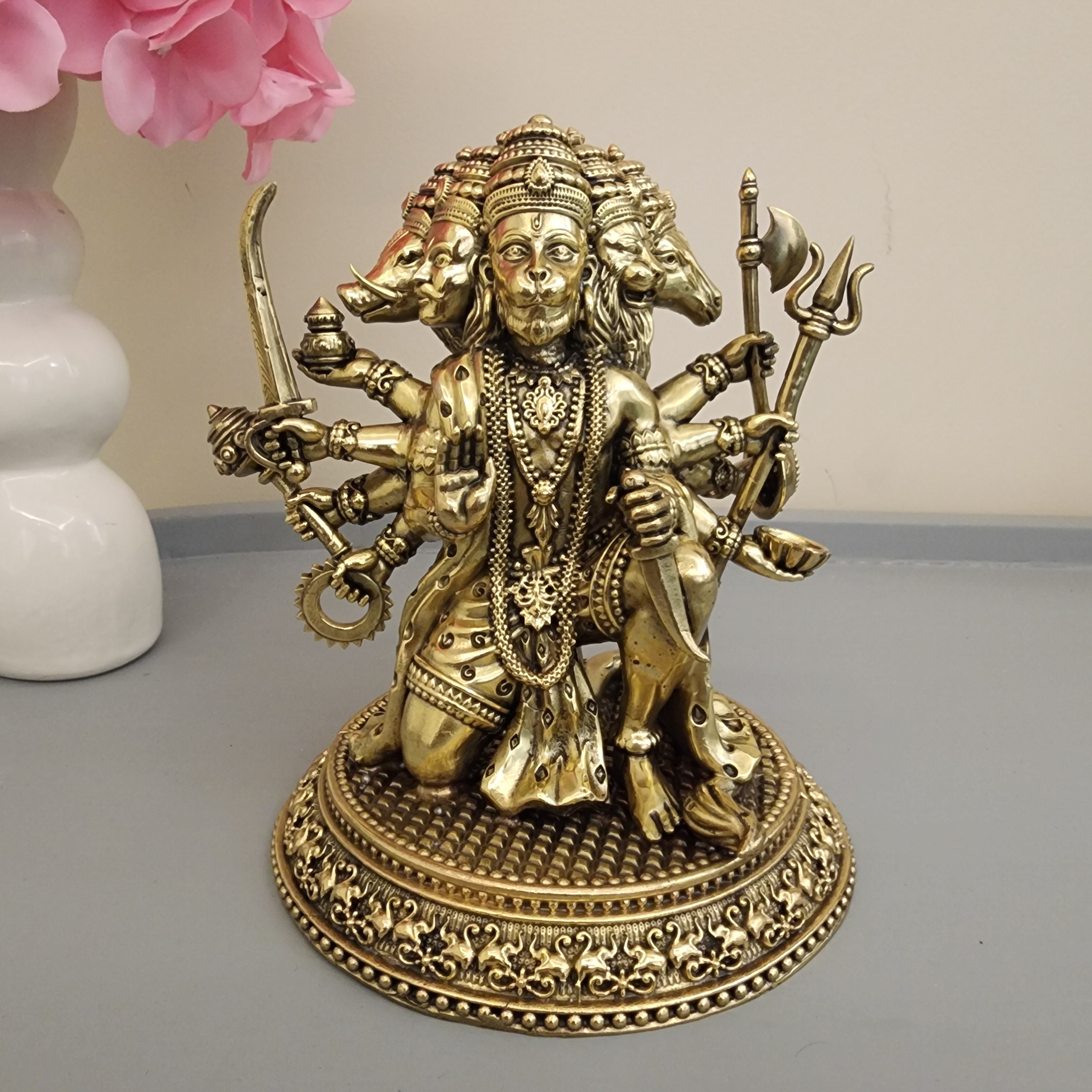 Premium Brass Panchmukhi Hanuman Statue 3 inch / 4.5 inch / 7 inch / (140 gram)