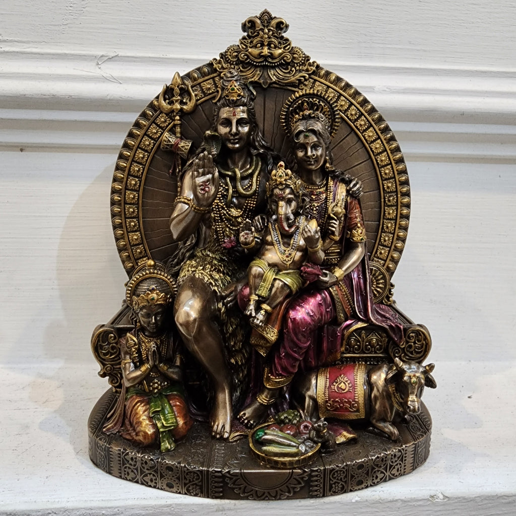 7.5 inch shiva family statue Bonded Bronze with resin