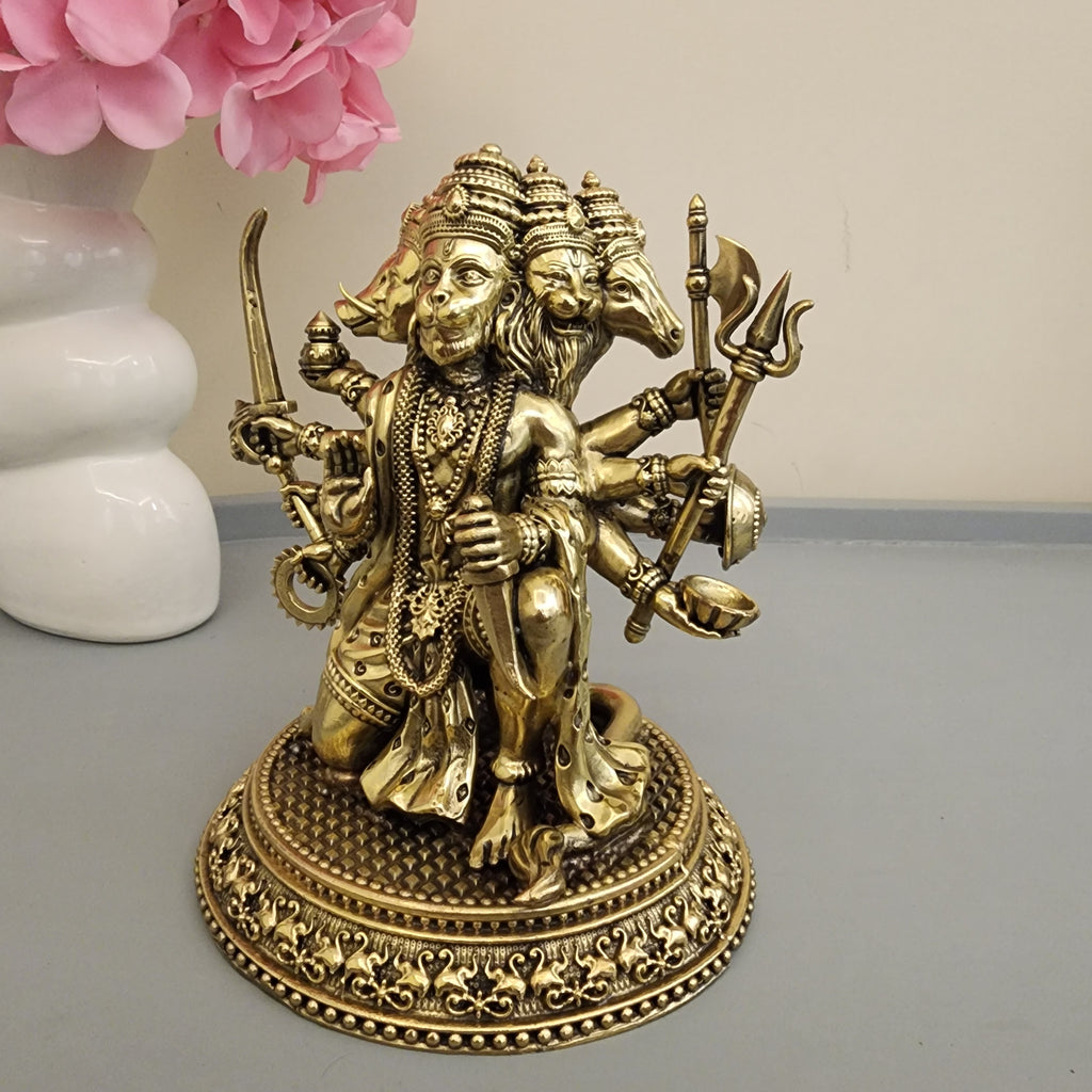 Premium Brass Panchmukhi Hanuman Statue 3 inch / 4.5 inch / 7 inch / (140 gram)