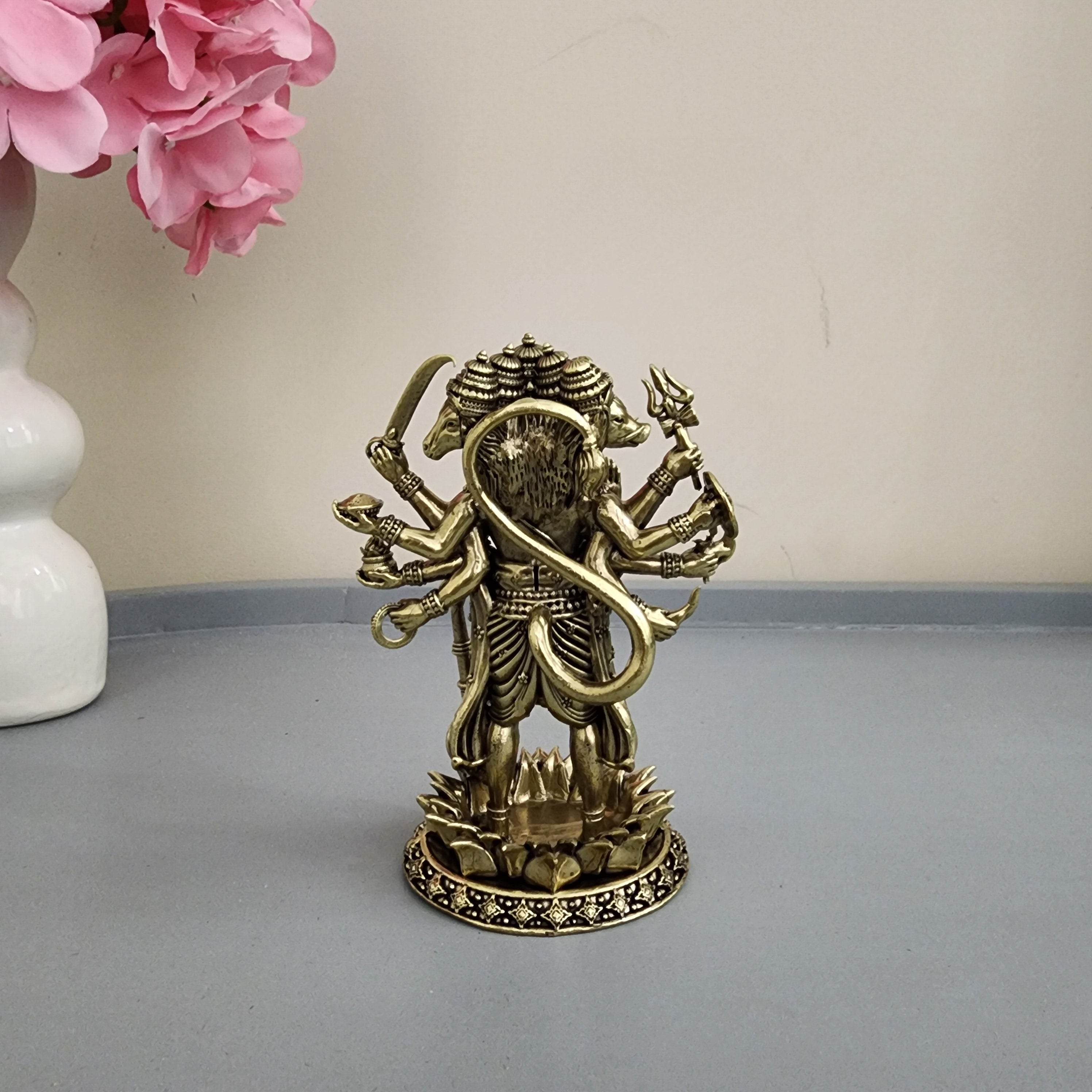 Premium Brass 5 inch Panchmukhi Hanumanji  Standing (400 Grams)