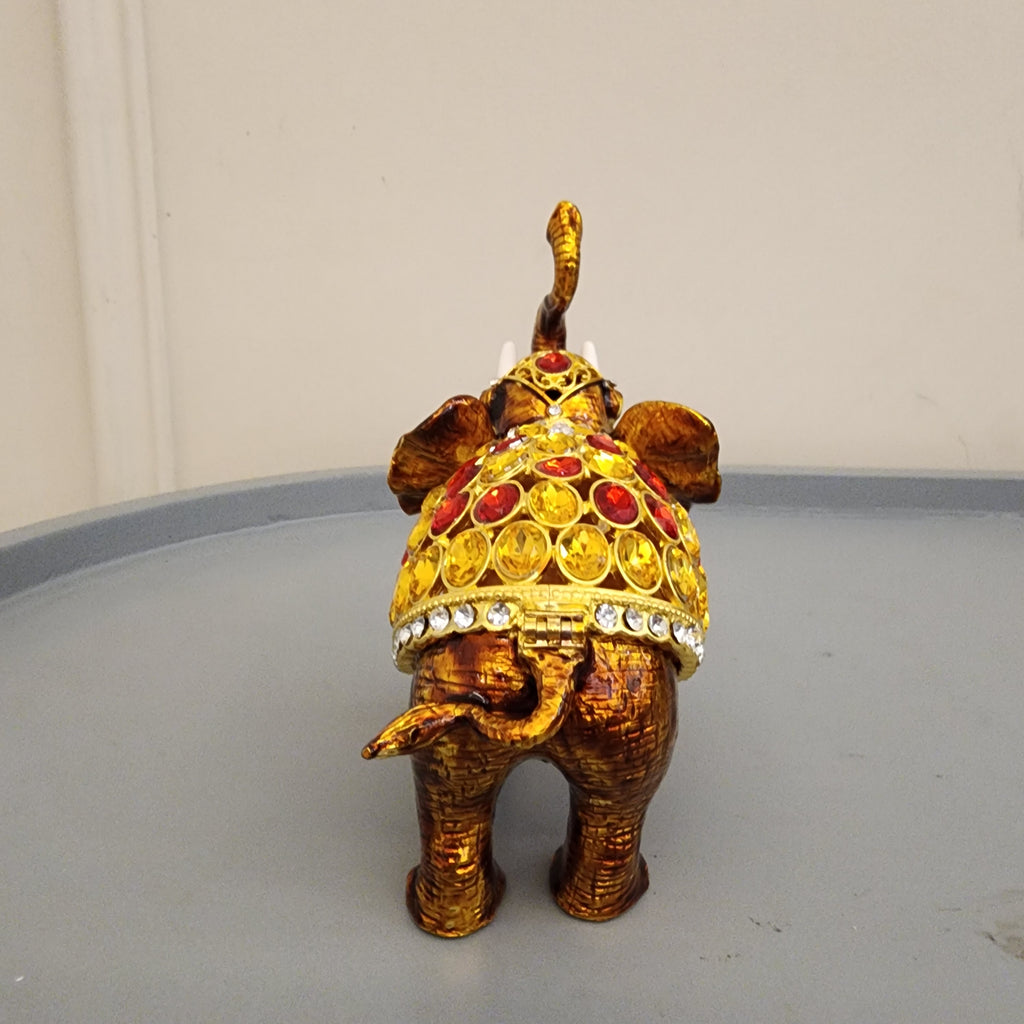 Bejeweled Elephant Trinket Box Set 5.5 Inch, Enamel Crystal