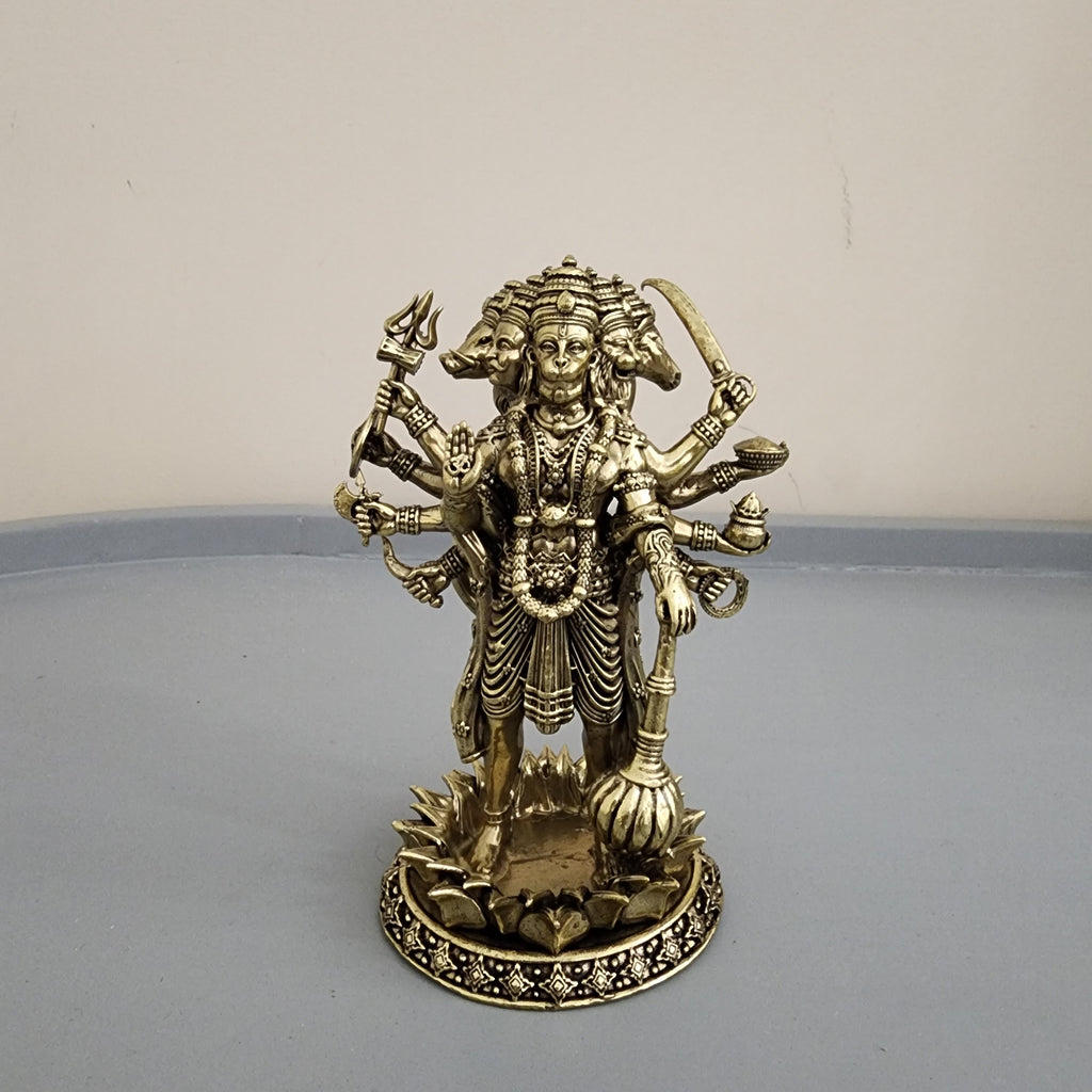 Premium Brass 5 inch Panchmukhi Hanumanji  Standing (400 Grams)