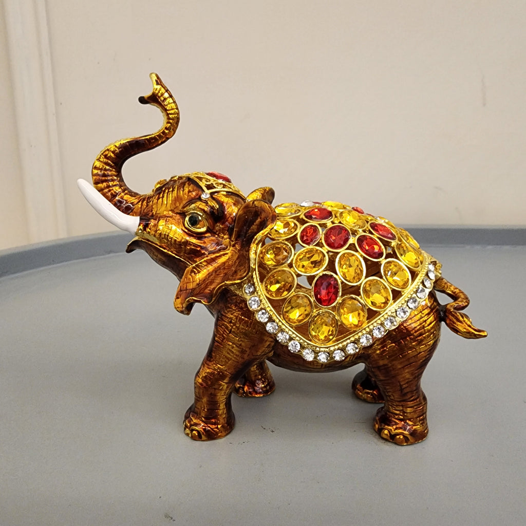 Bejeweled Elephant Trinket Box Set 5.5 Inch, Enamel Crystal