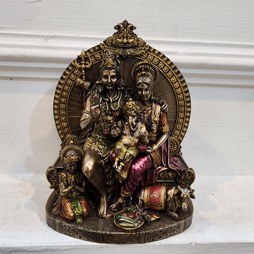 7.5 inch shiva family statue Bonded Bronze with resin