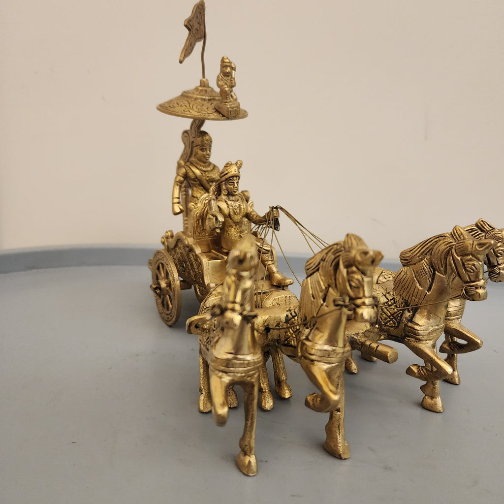8.5 inch Arjun rath / Mahabharata Chariot with krishna or Hanuman Ji