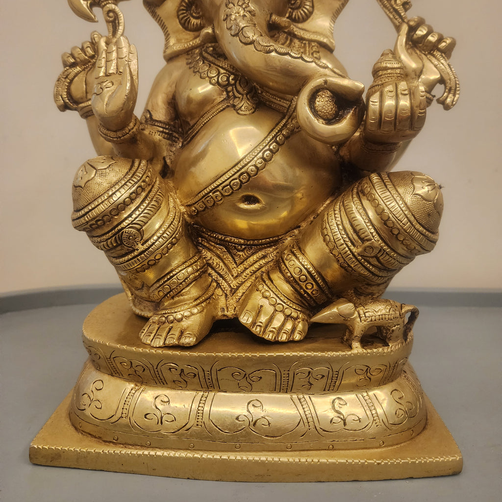 Large Brass Ganesha Statue: 16" Hindu God Idol for Altar