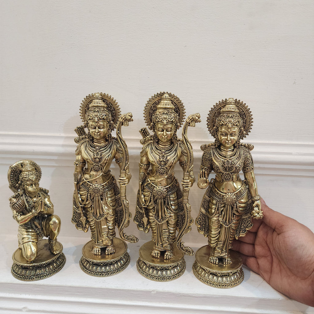 9.5 inch Ram parivaar idol for your elegant home temple decor in premium brass