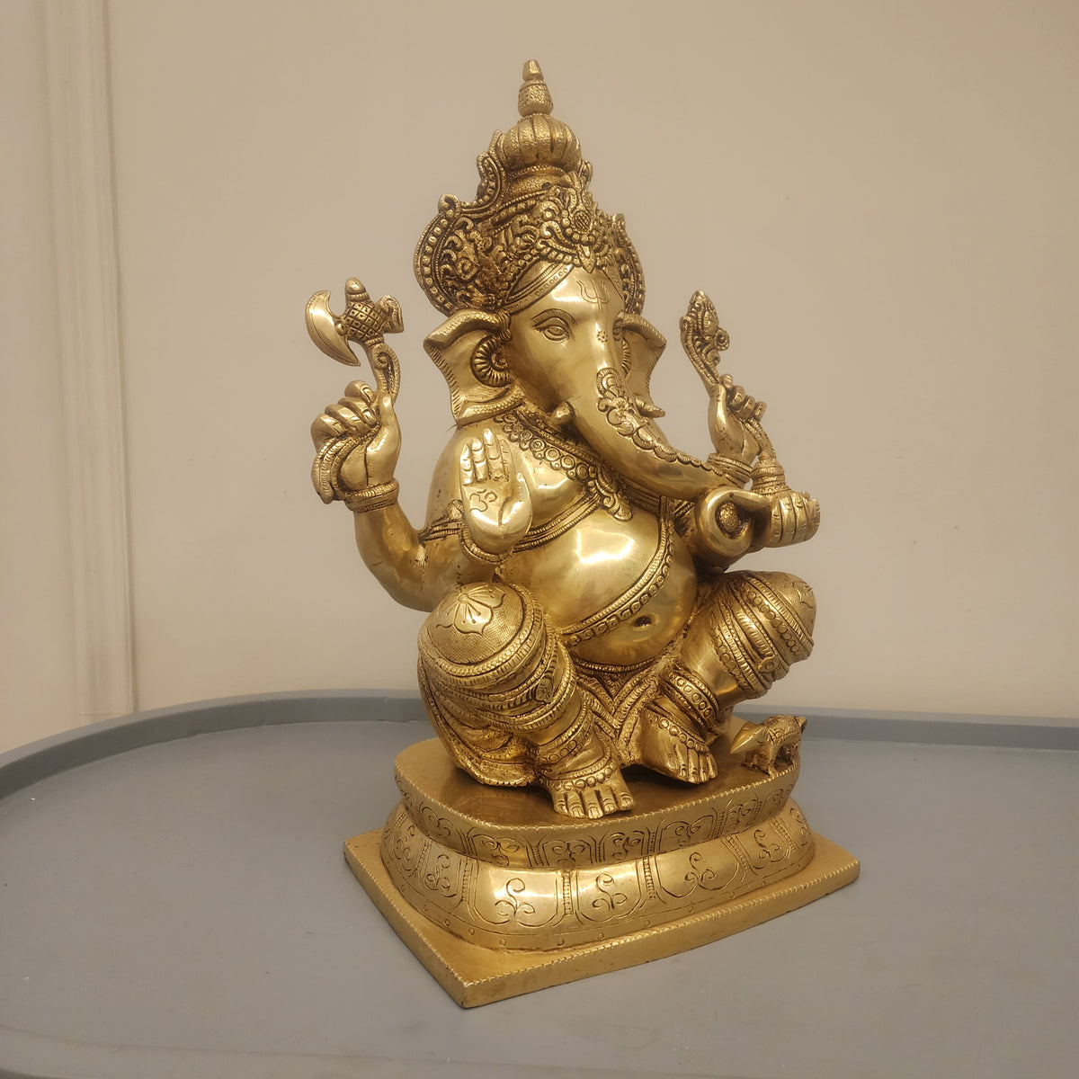 Large Brass Ganesha Statue: 16" Hindu God Idol for Altar