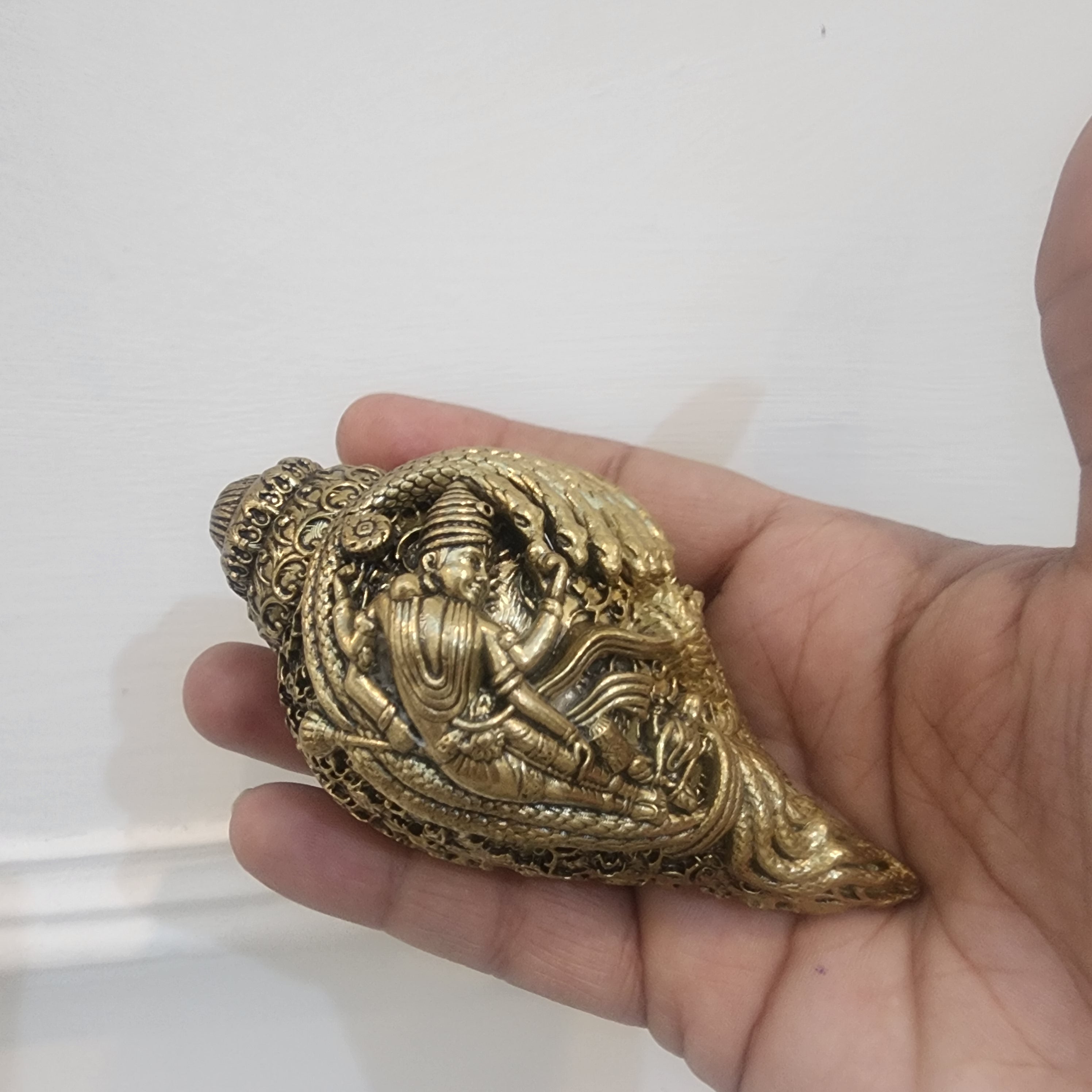 Brass Narayan Shankh I Conch Shell 4 inch | 120 grams