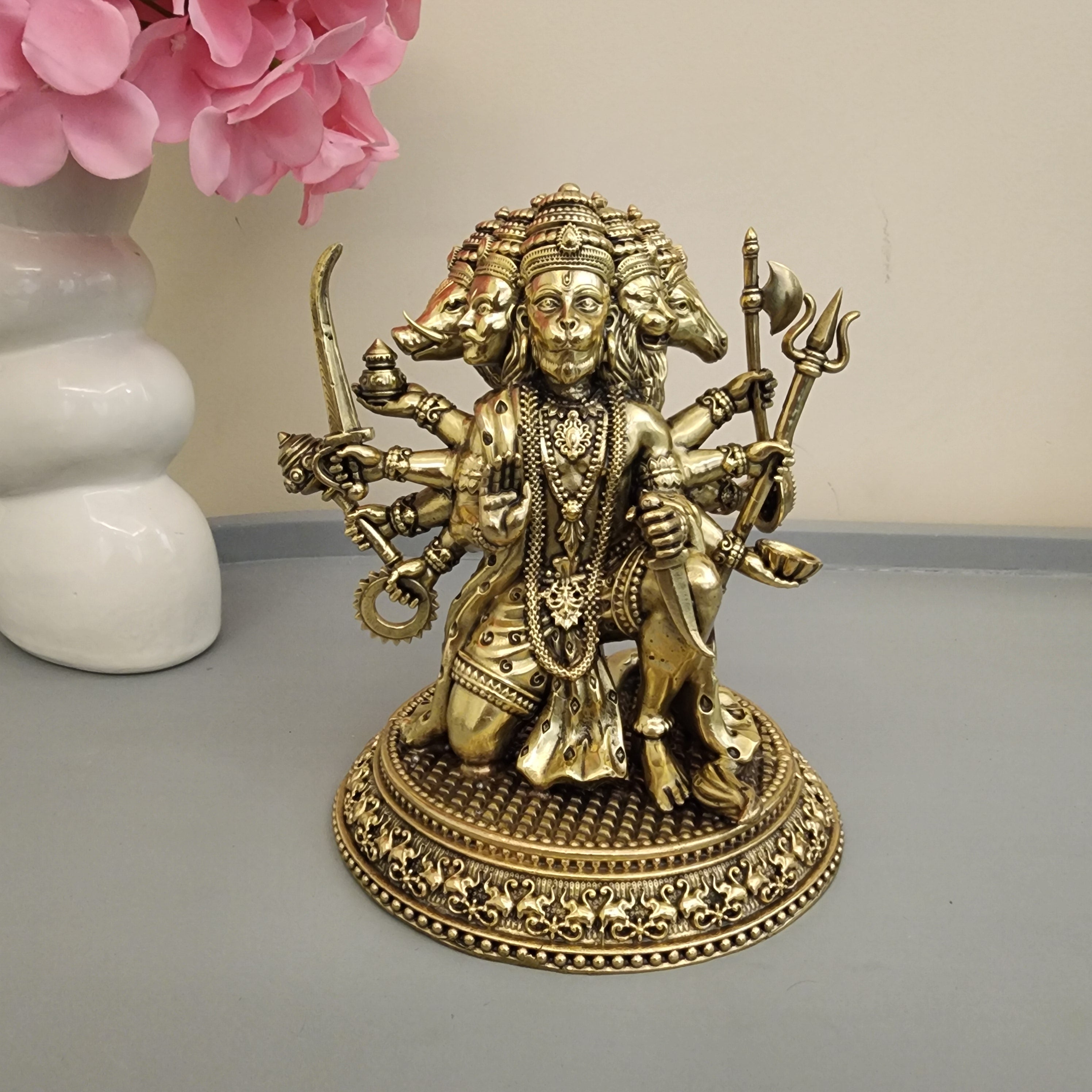 Premium Brass Panchmukhi Hanuman Statue 3 inch / 4.5 inch / 7 inch / (140 gram)