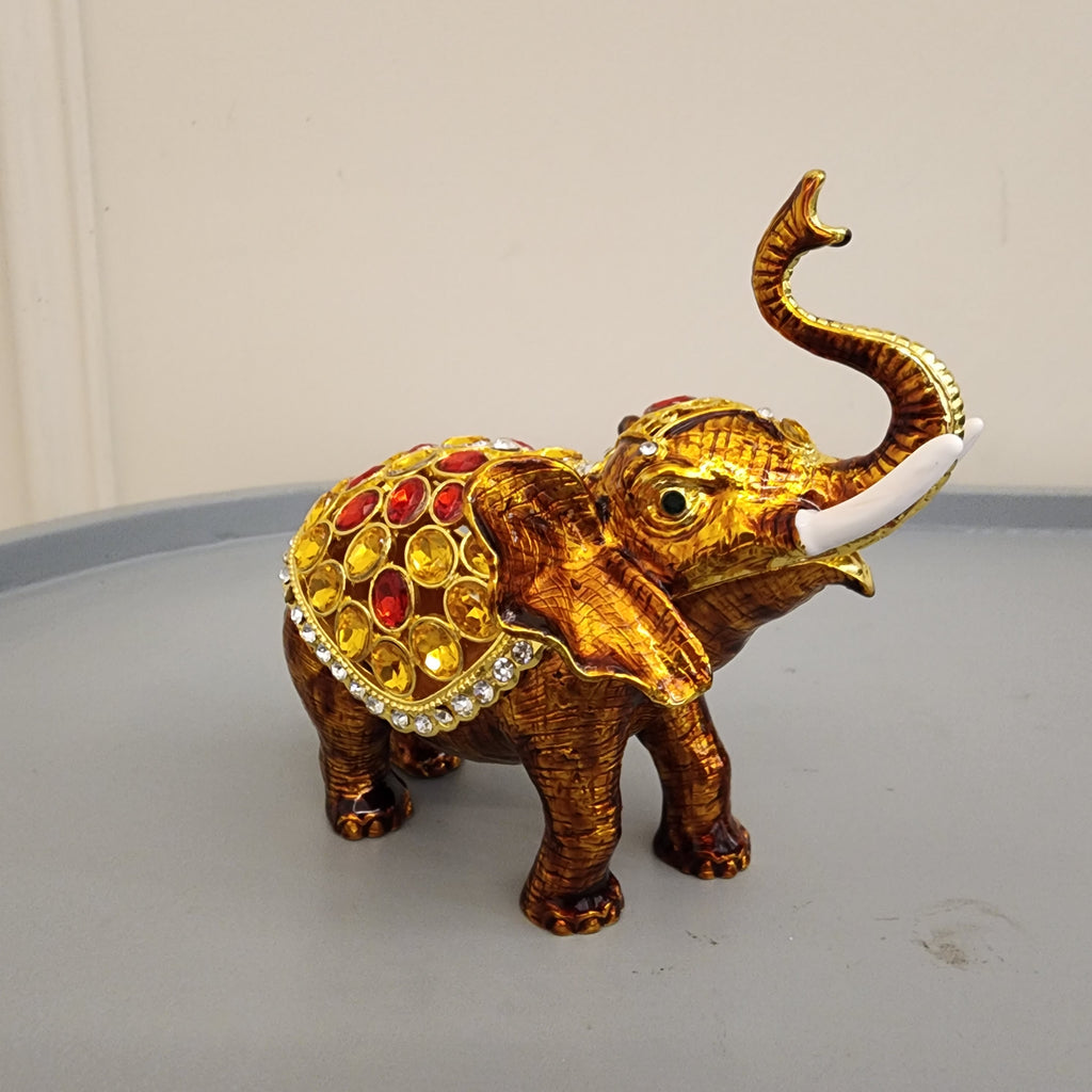 Bejeweled Elephant Trinket Box Set 5.5 Inch, Enamel Crystal