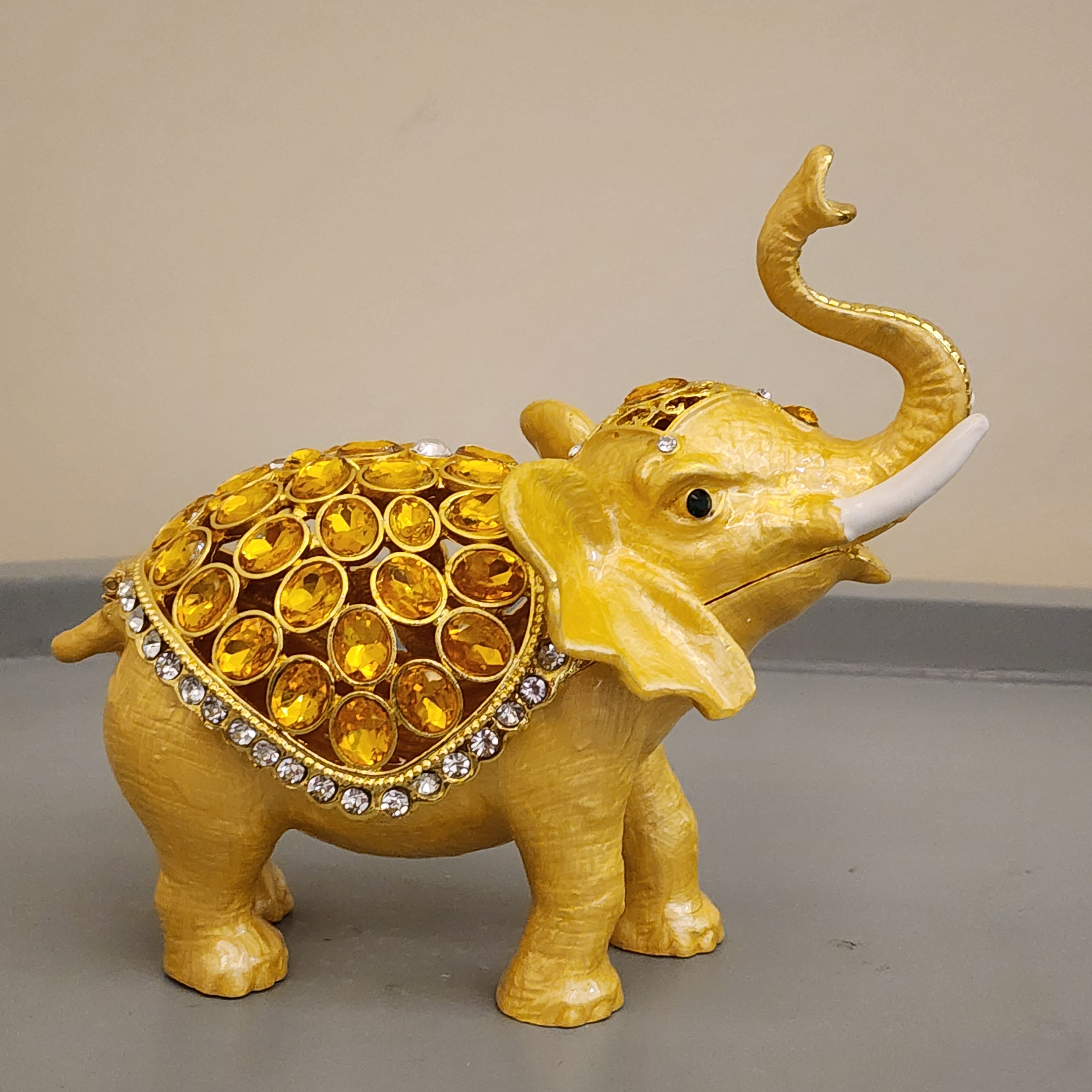 Bejeweled Elephant Trinket Box Set 5.5 Inch, Enamel Crystal