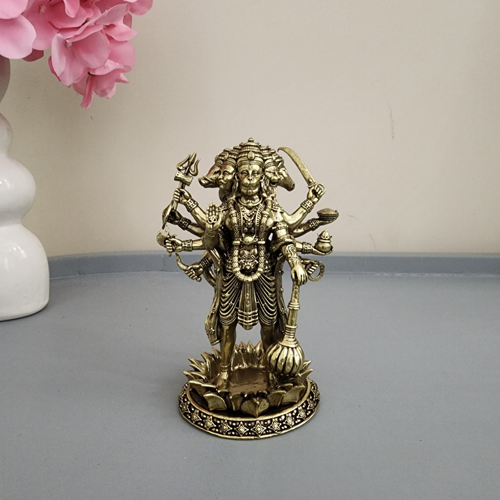 Premium Brass 5 inch Panchmukhi Hanumanji  Standing (400 Grams)