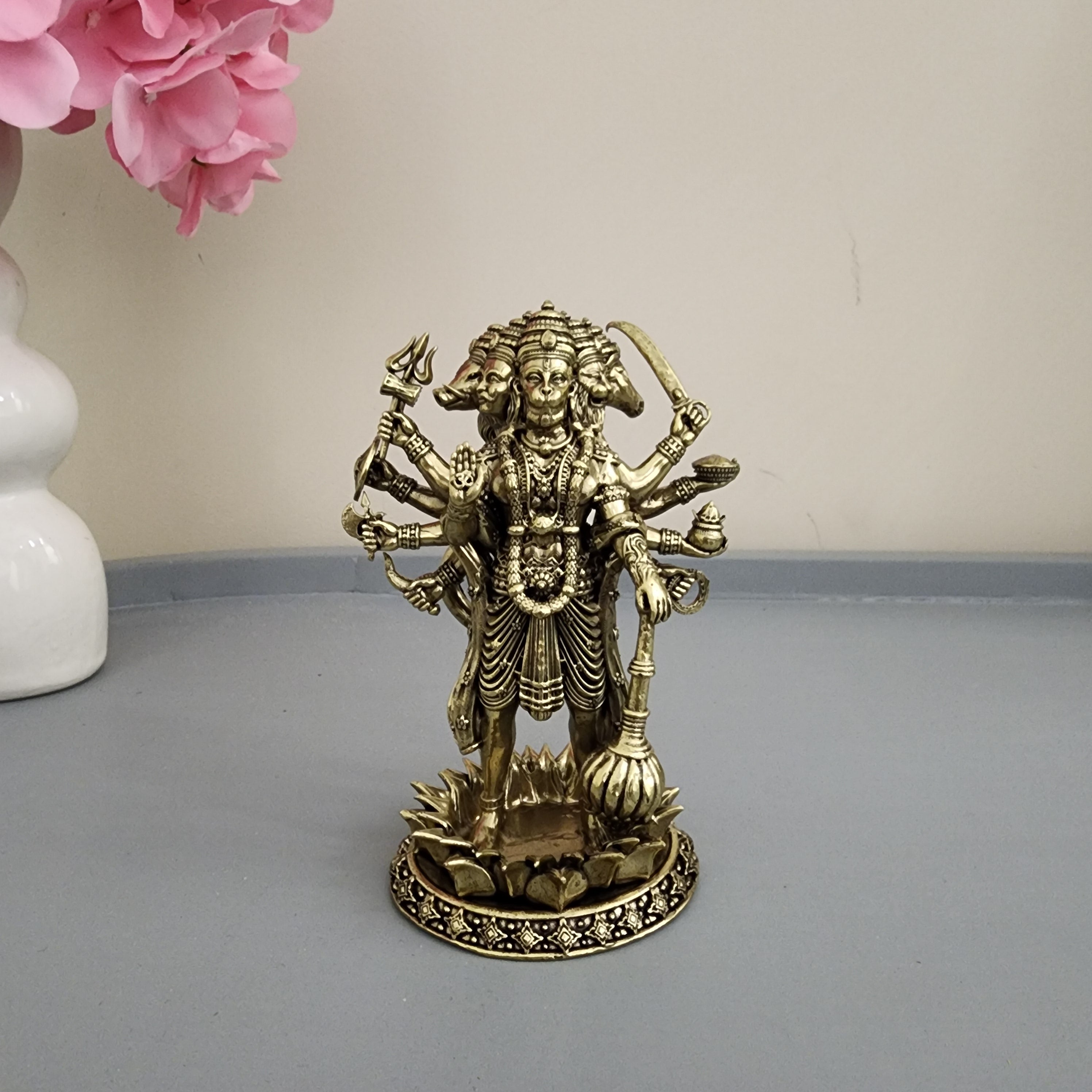 Premium Brass 5 inch Panchmukhi Hanumanji  Standing (400 Grams)