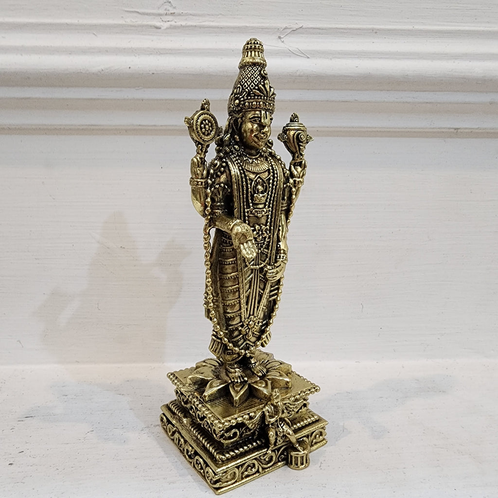 6 inch Tirupati Balaji Venkateshwara statue in premium brass
