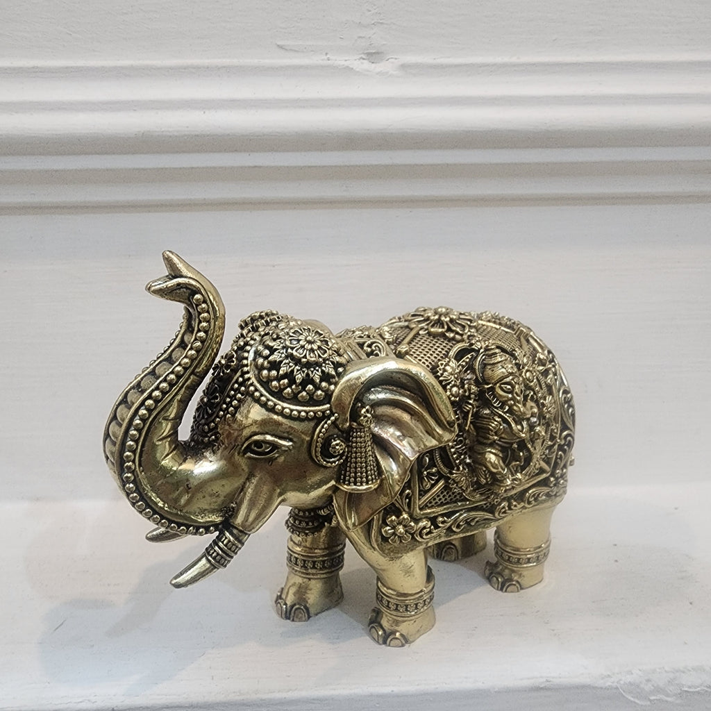 Elephant statue with trunk up laxmi ganesh