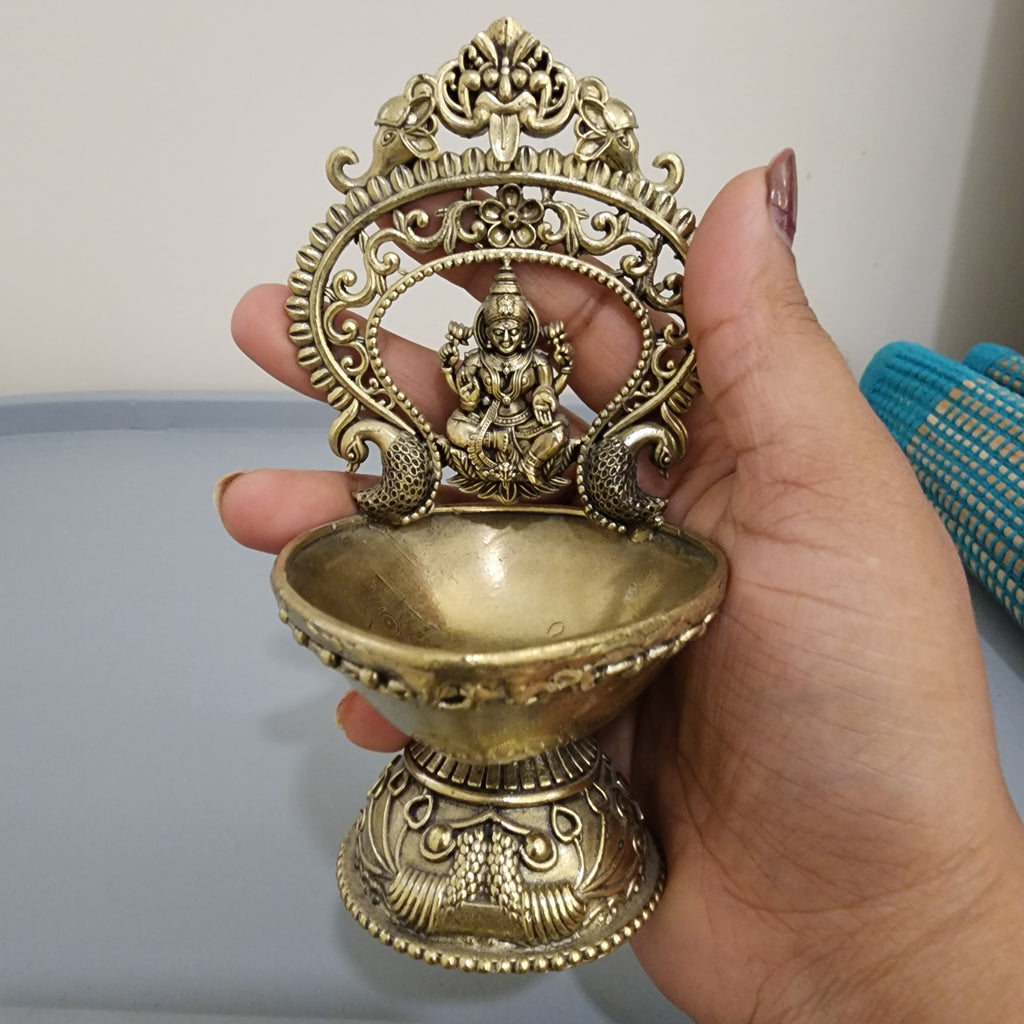 14 cm Premium brass Laxmi diya (215gram)