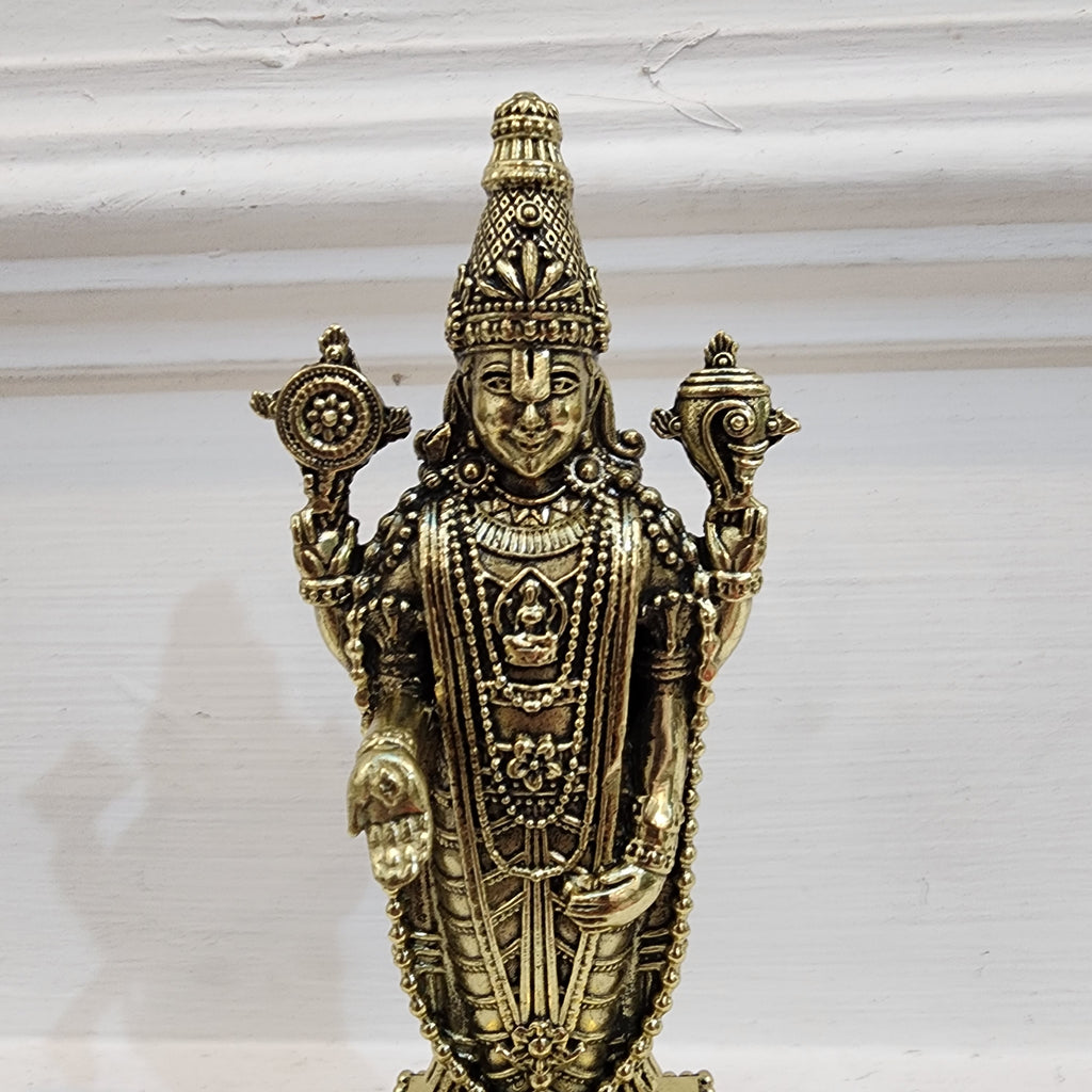 6 inch Tirupati Balaji Venkateshwara statue in premium brass