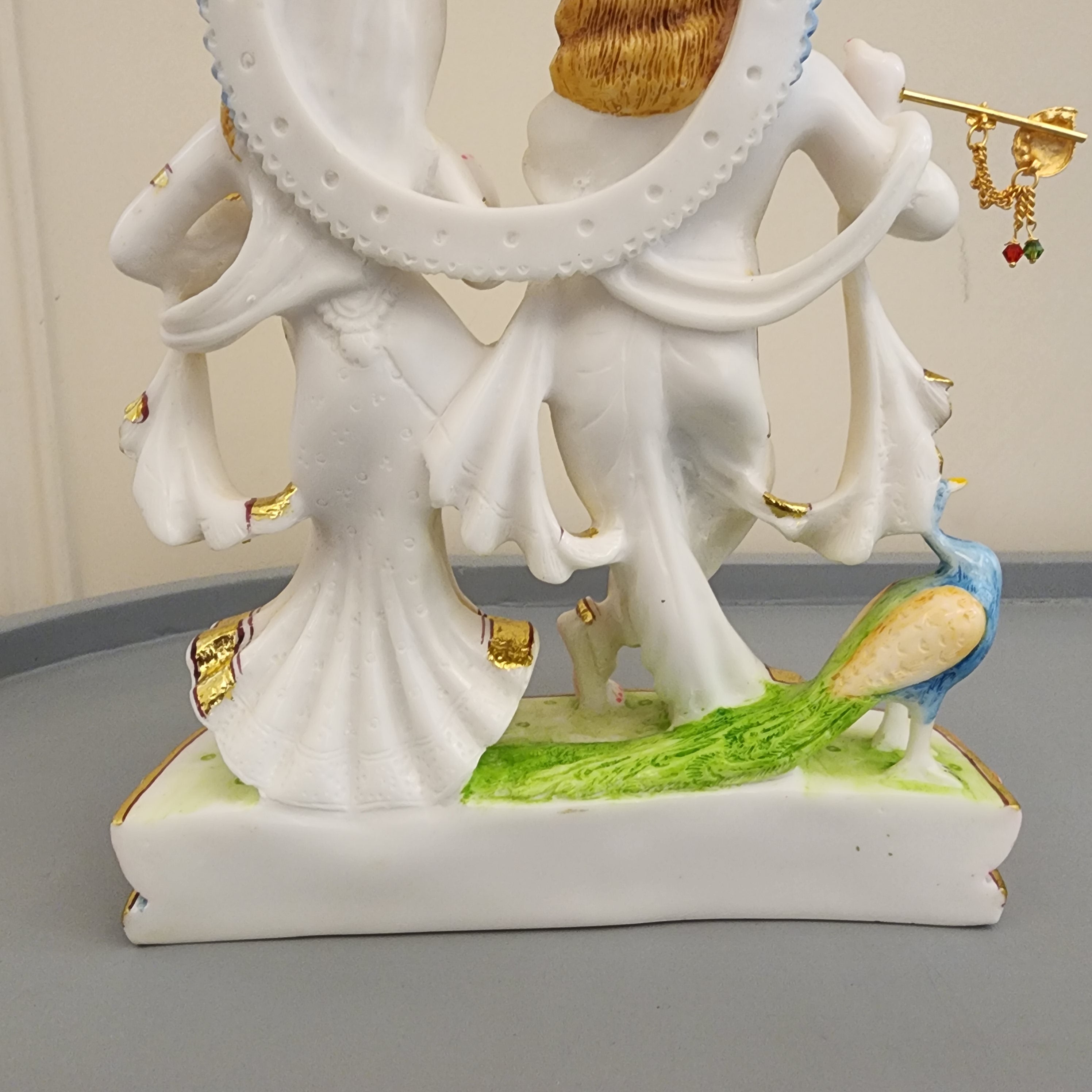 10 inch Hand Painted Culture Marble Radha Krishna statue