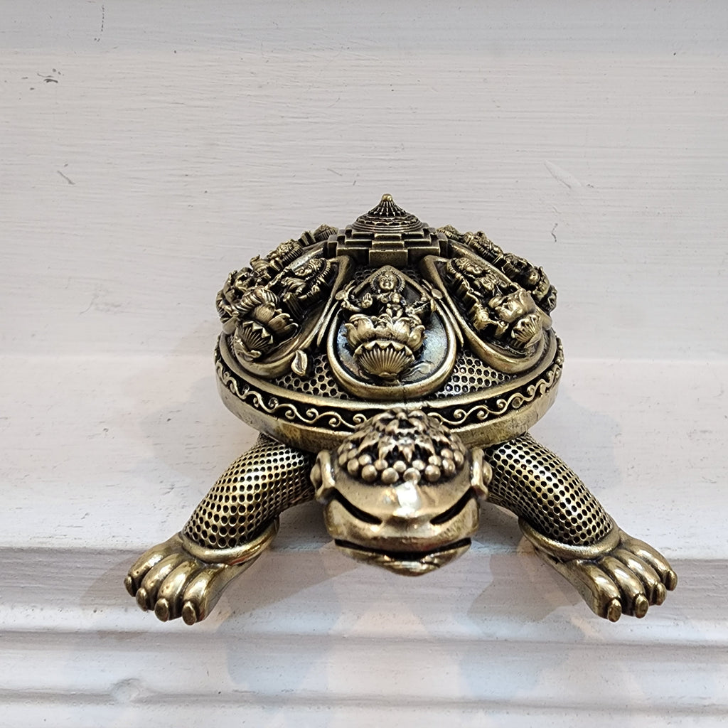 PREMIUM BRASS TURTLE WITH ASHTA LAKSHMI STATUE 