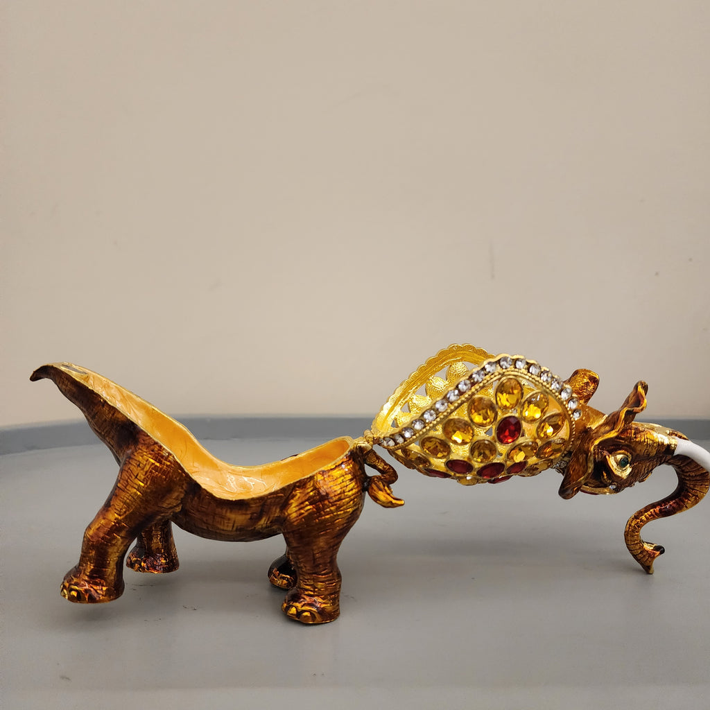 Bejeweled Elephant Trinket Box Set 5.5 Inch, Enamel Crystal