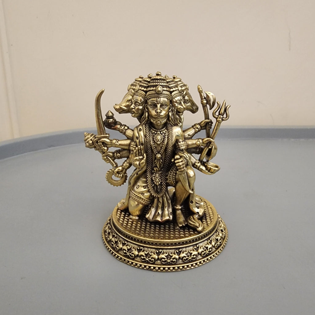 Premium Brass Panchmukhi Hanuman Statue 3 inch / 4.5 inch / 7 inch / (140 gram)
