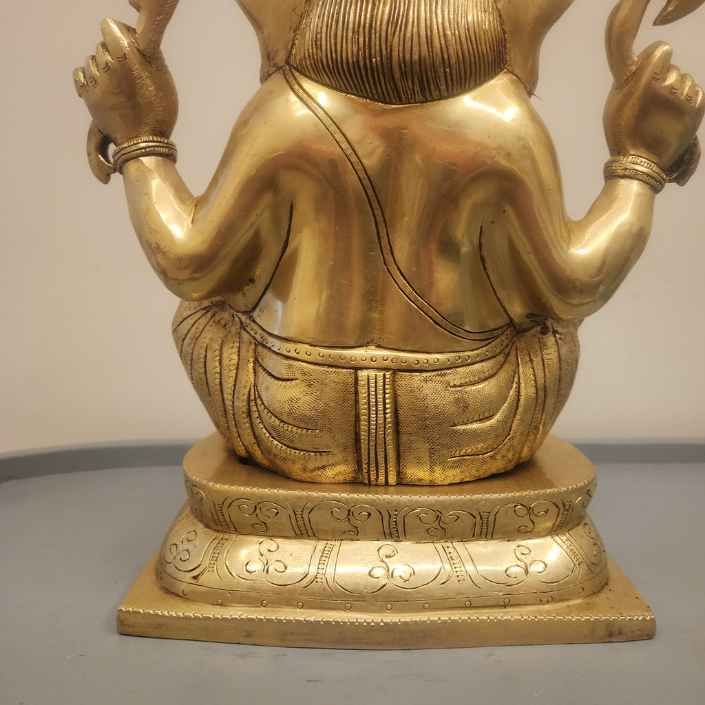Large Brass Ganesha Statue: 16" Hindu God Idol for Altar