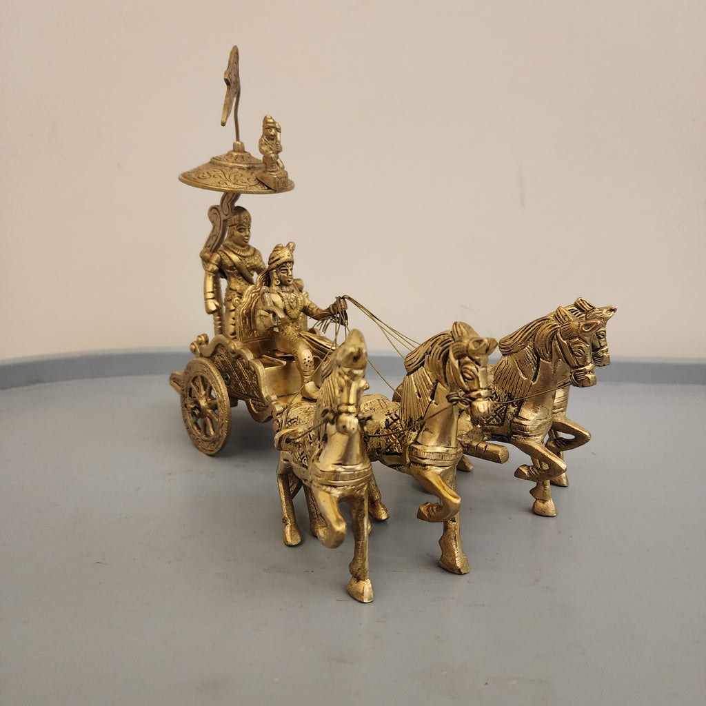 8.5 inch Arjun rath / Mahabharata Chariot with krishna or Hanuman Ji