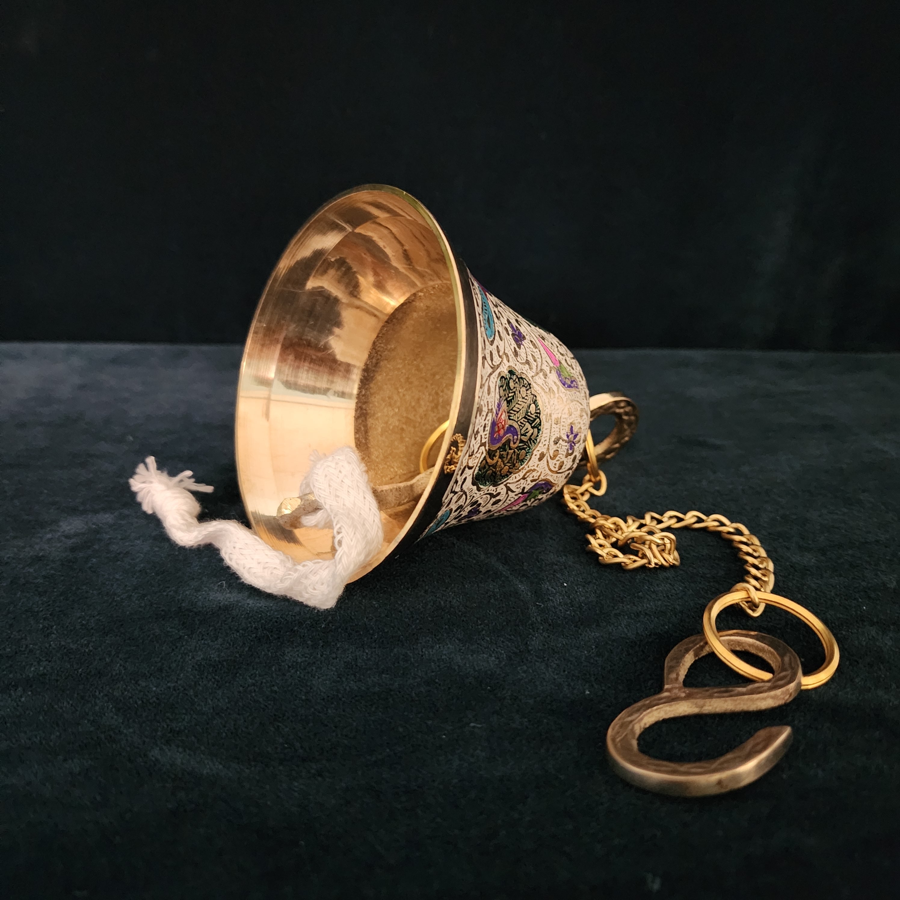 5 inch Brass white Meenakari Hanging bell