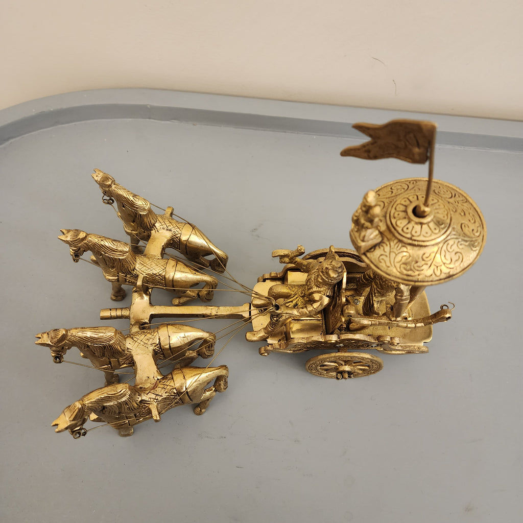 8.5 inch Arjun rath / Mahabharata Chariot with krishna or Hanuman Ji