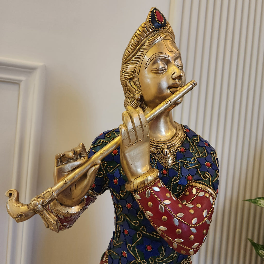 30 inch Krishna murti with stone work