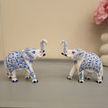 Elephant statue with trunk up metal with hand-painted enamel work