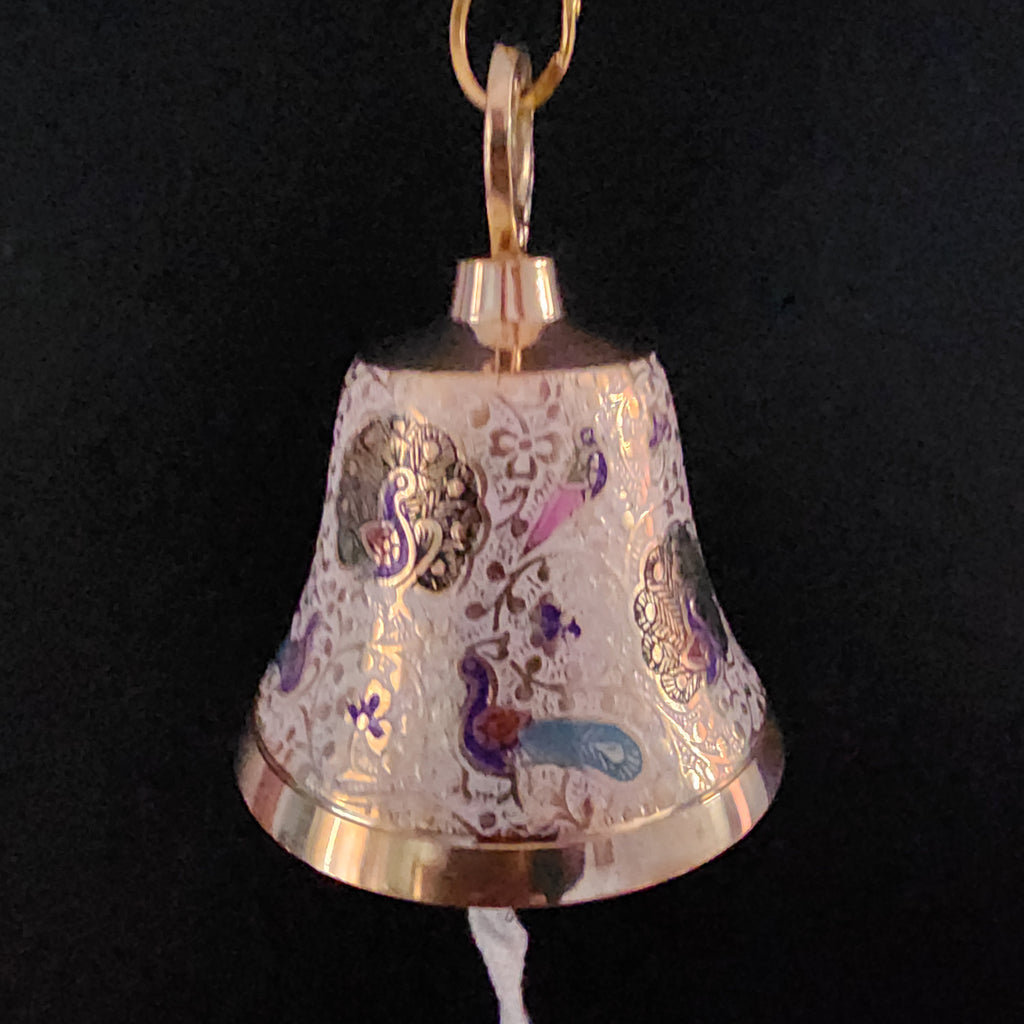 5 inch Brass white Meenakari Hanging bell