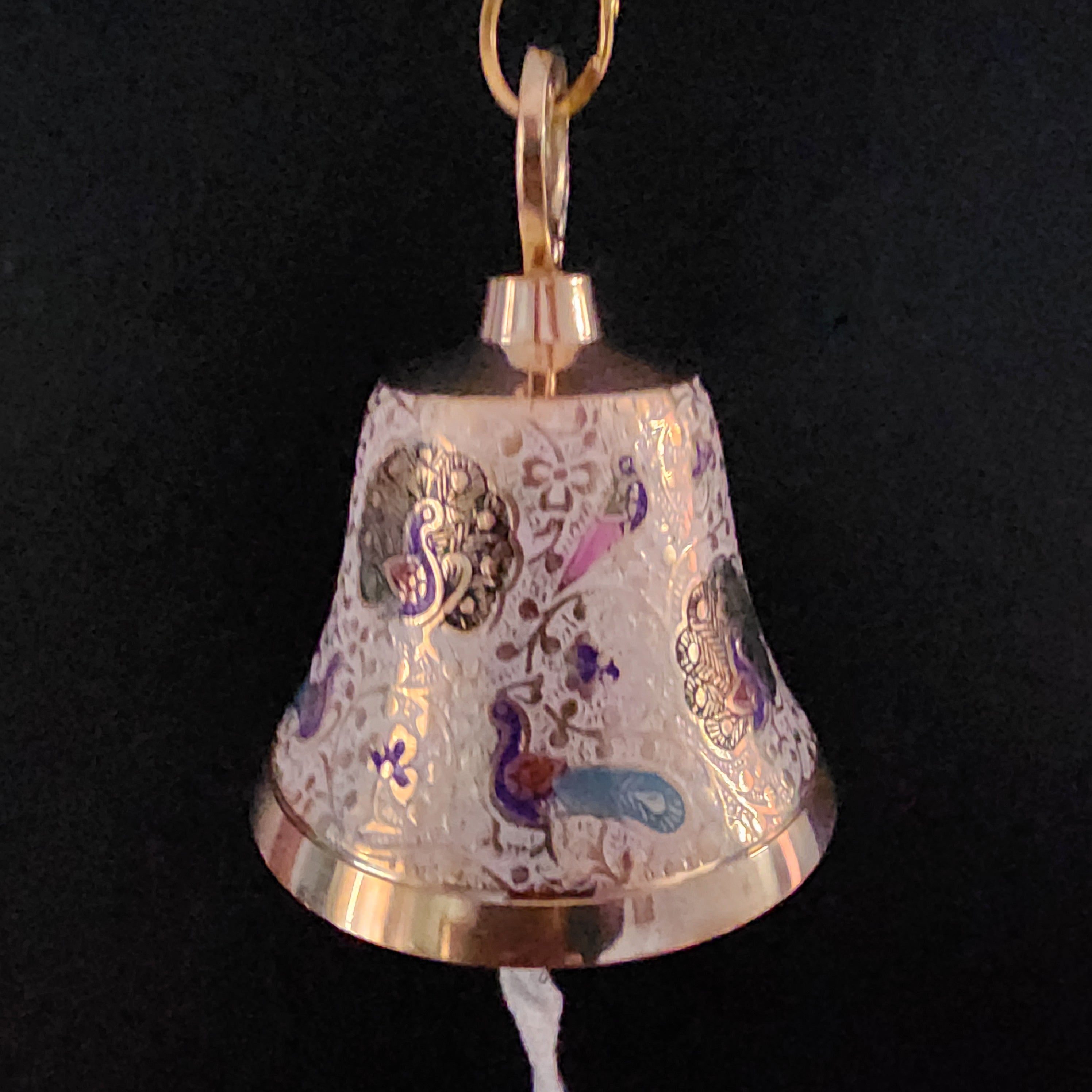 5 inch Brass white Meenakari Hanging bell