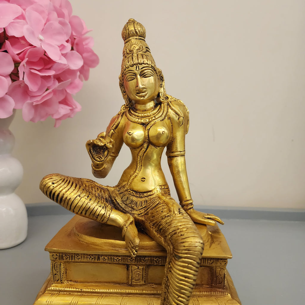 Goddess Parvati Brass Statue 10.5 Inch