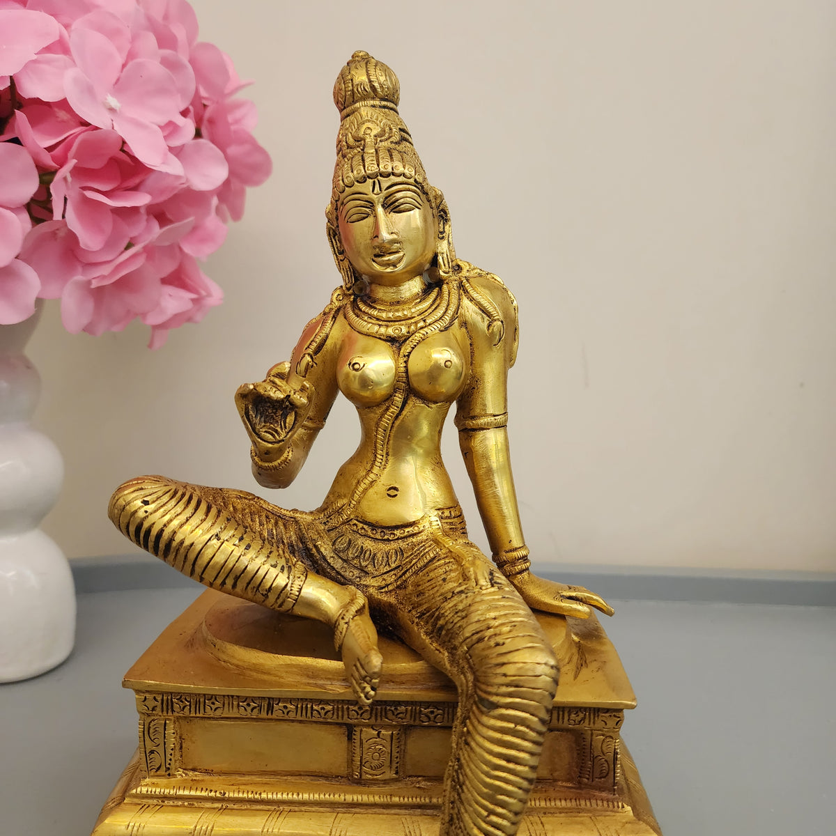 Goddess Parvati Brass Statue 10.5 Inch