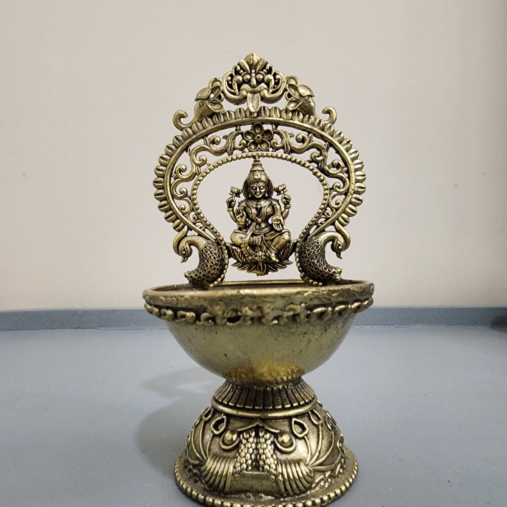 14 cm Premium brass Laxmi diya (215gram)