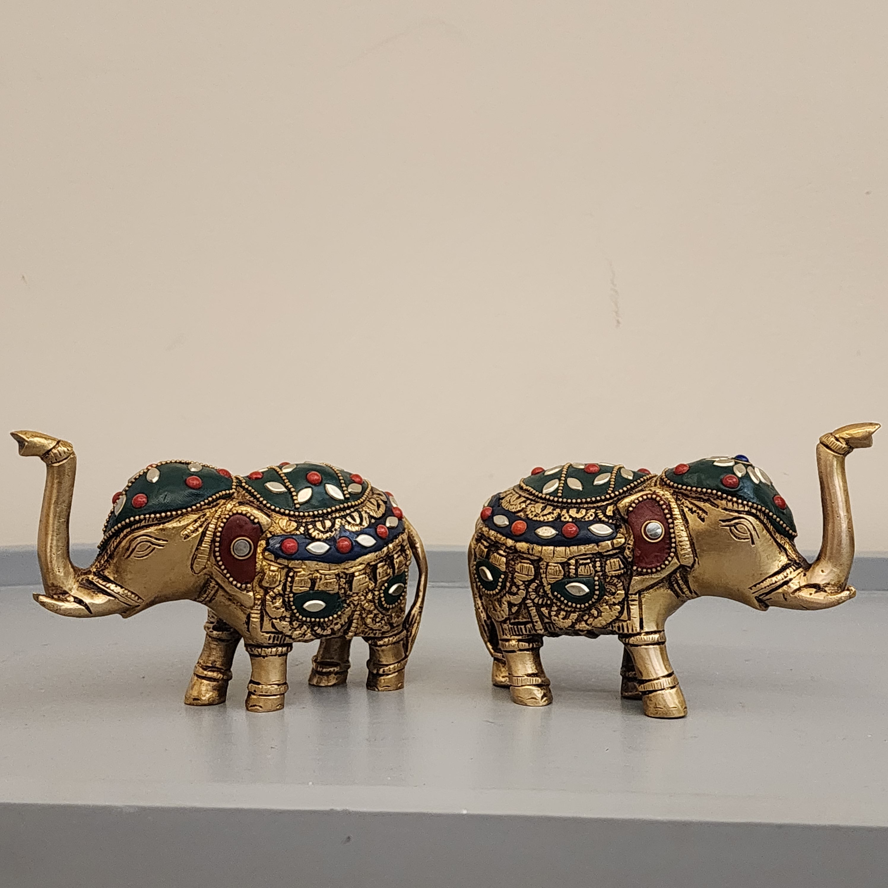 Elephant statue pair