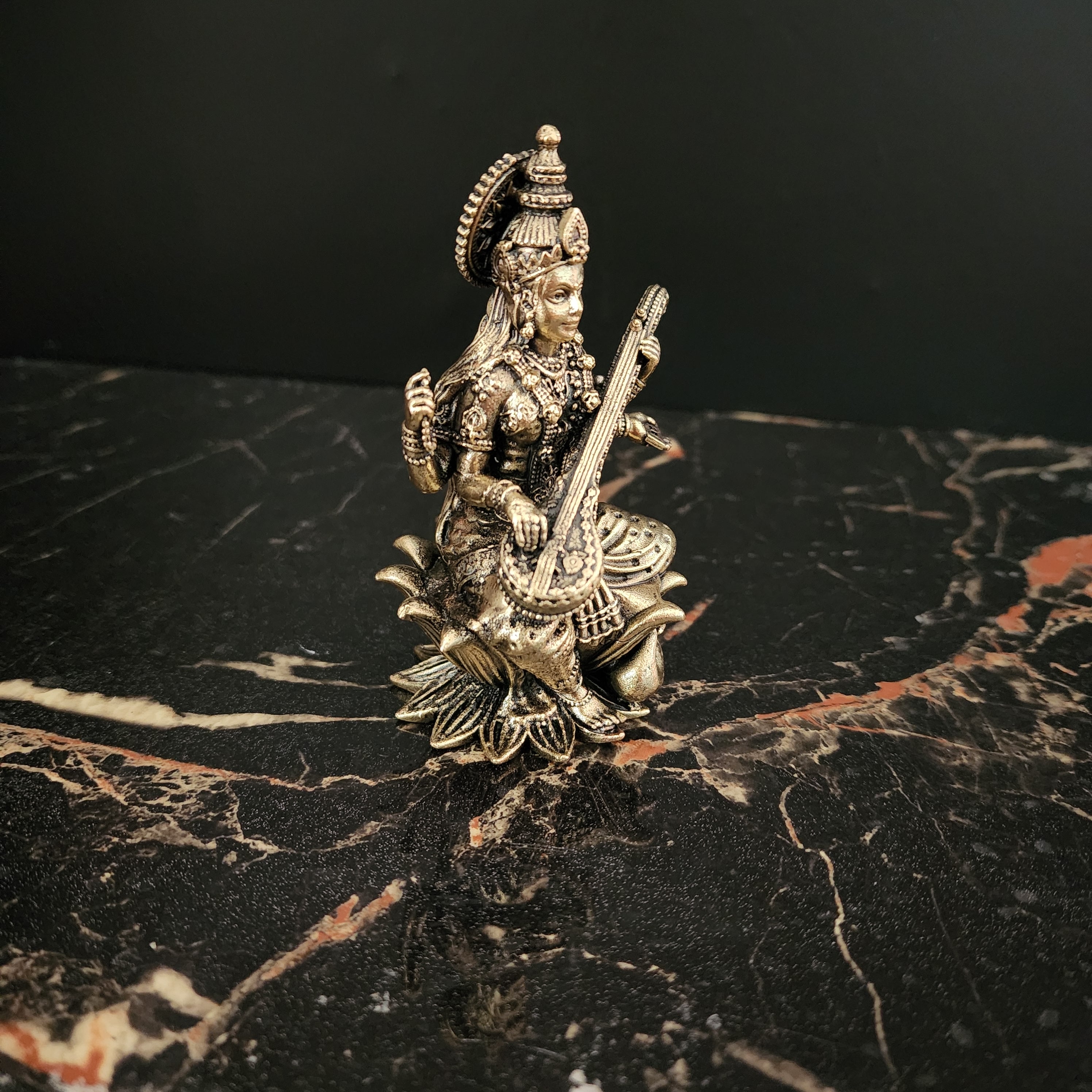 4 inch Saraswati Premium brass statue