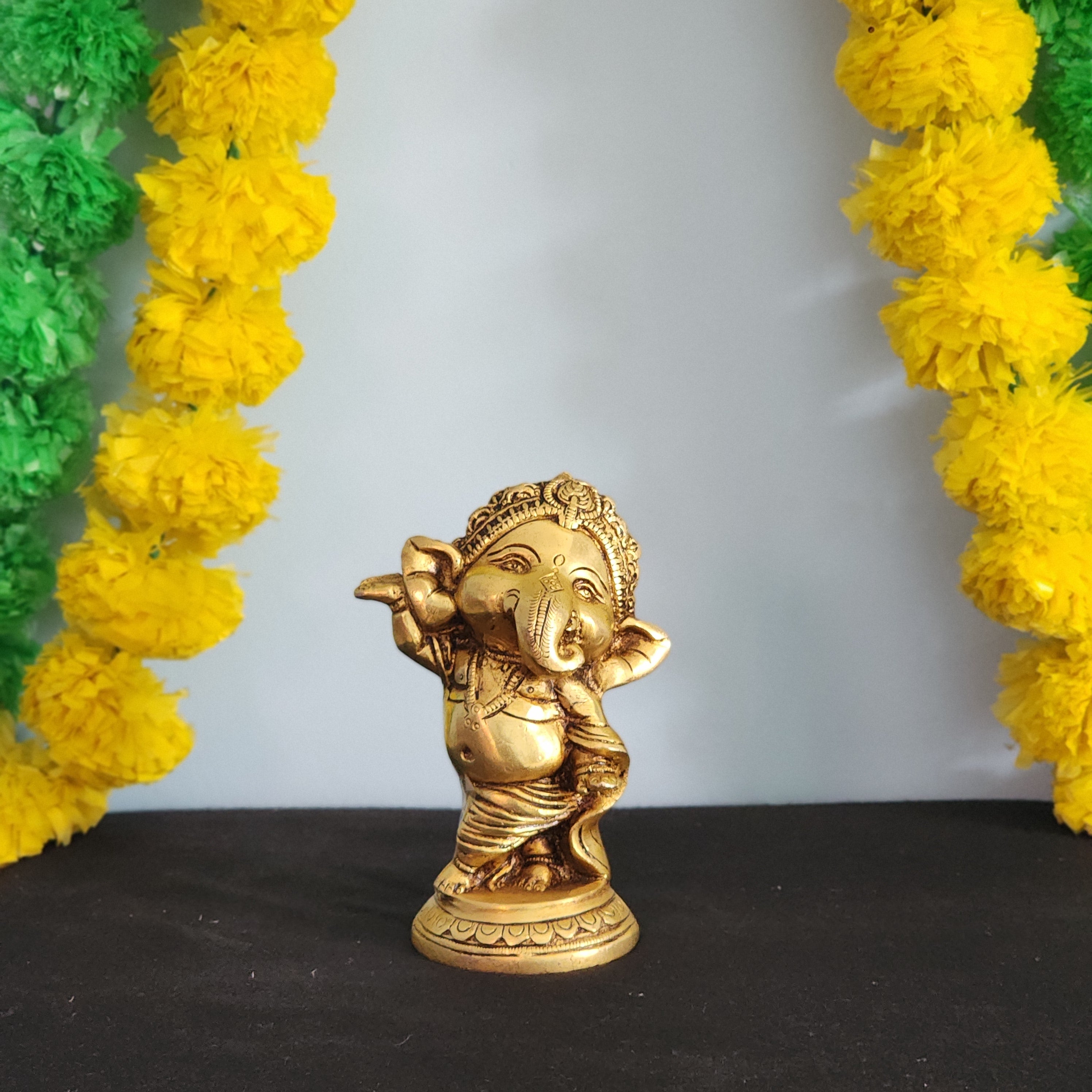 Brass Dancing Ganesh Statue 6 Inch